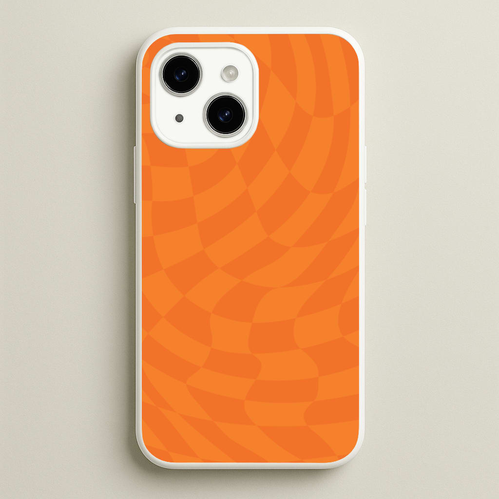 Orange Trippy Checkerboard Pattern - Psychedelic Phone Case for iPhone 15 Plus