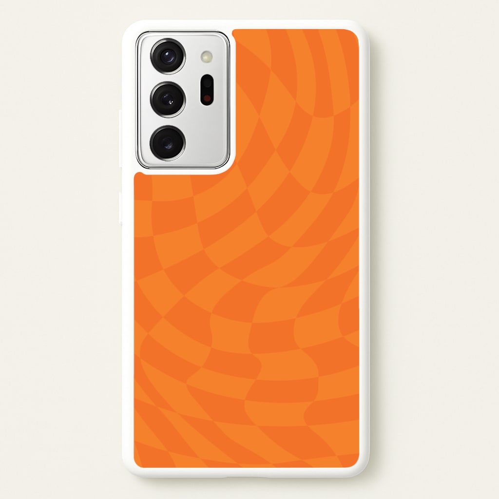 Orange Trippy Checkerboard Pattern - Psychedelic Phone Case for Galaxy Note 20 Ultra