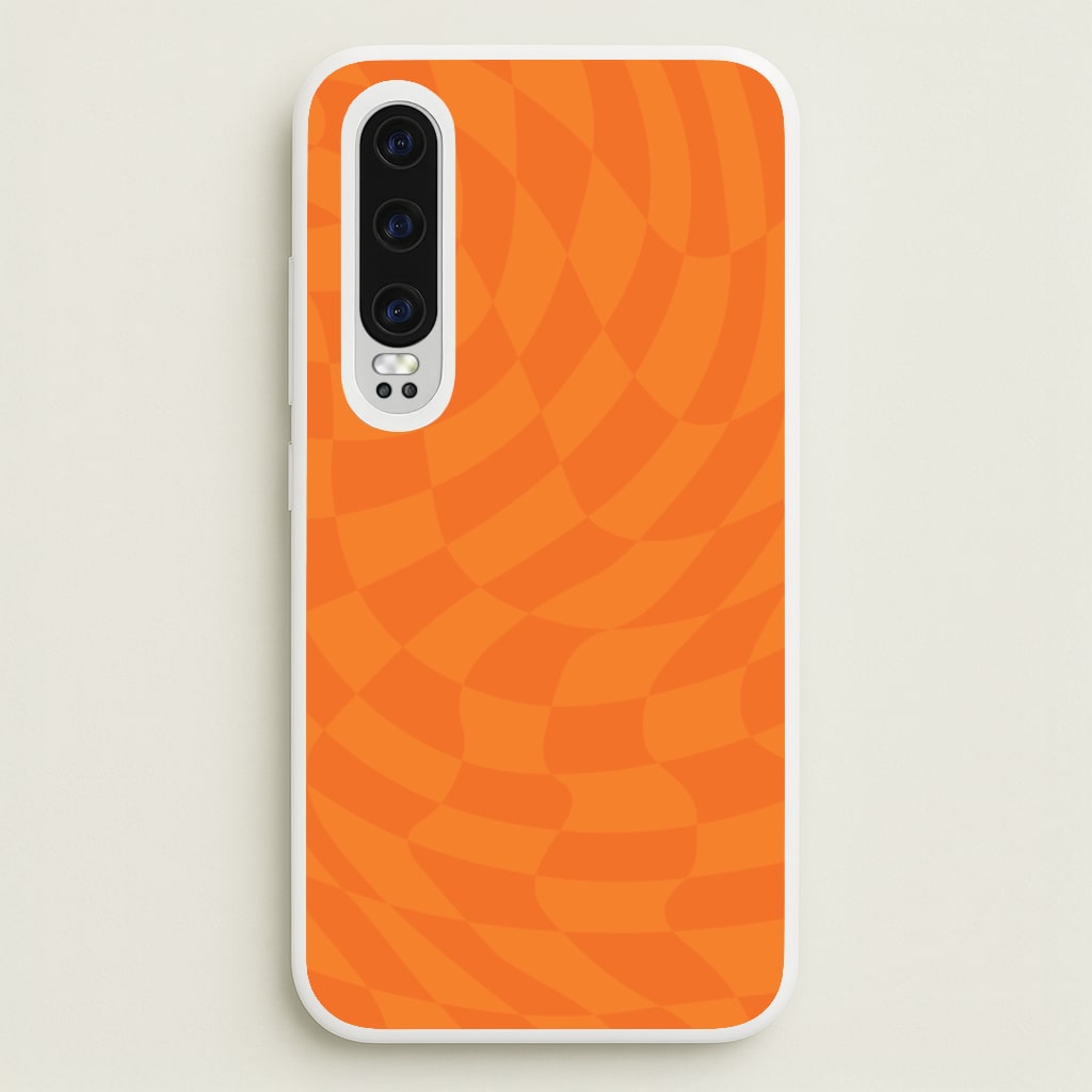 Orange Trippy Checkerboard Pattern - Psychedelic Phone Case for Huawei P30