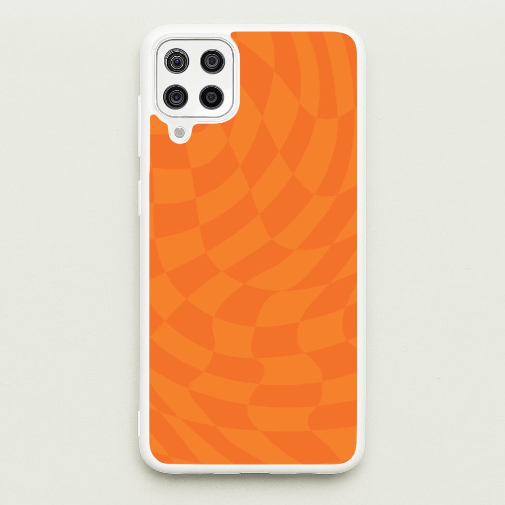 Orange Trippy Checkerboard Pattern - Psychedelic Phone Case for Galaxy A12