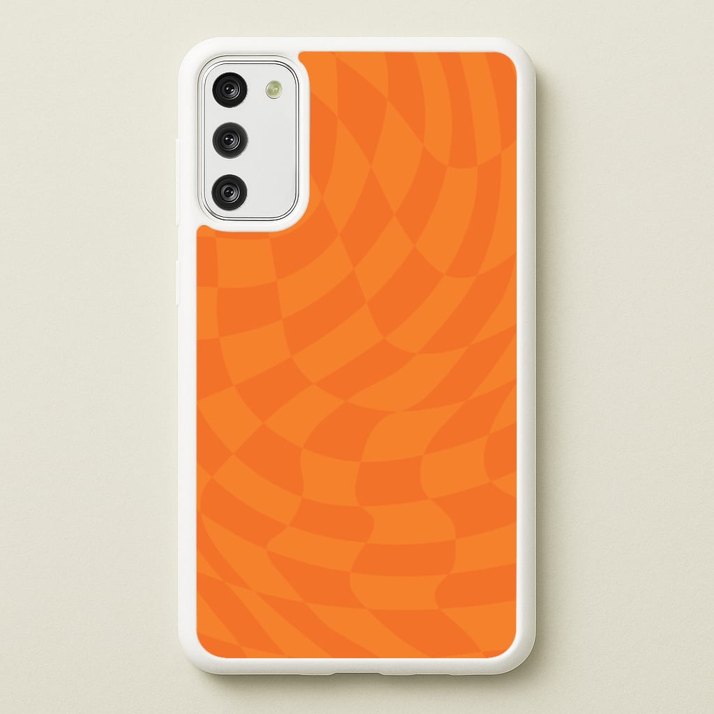 Orange Trippy Checkerboard Pattern - Psychedelic Phone Case for Galaxy S20