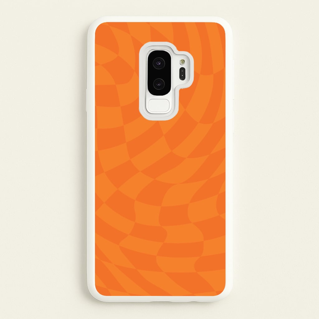 Orange Trippy Checkerboard Pattern - Psychedelic Phone Case for Galaxy S9 Plus