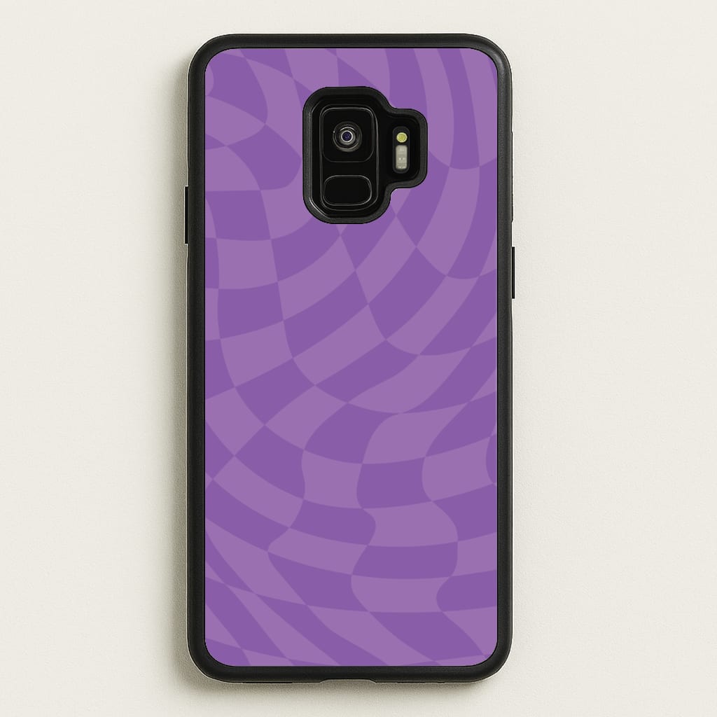 Purple Trippy Checkerboard Pattern - Psychedelic Phone Case for Galaxy S9