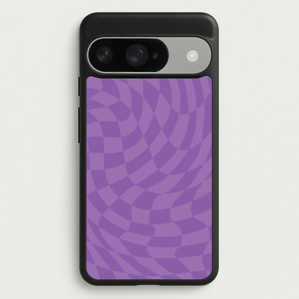 Purple Trippy Checkerboard Pattern Phone Case for Google Pixel 10 / 10 Pro