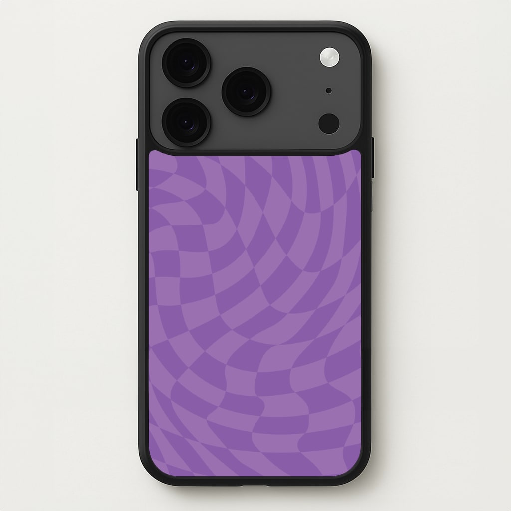 Purple Trippy Checkerboard Pattern Phone Case for iPhone 17 Pro Max
