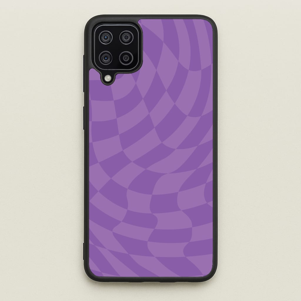 Purple Trippy Checkerboard Pattern - Psychedelic Phone Case for Galaxy A12