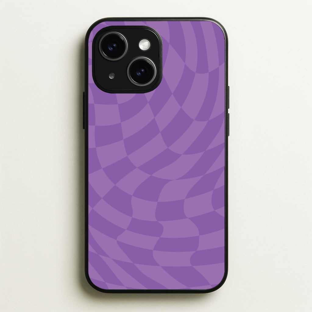 Purple Trippy Checkerboard Pattern - Psychedelic Phone Case for iPhone 15