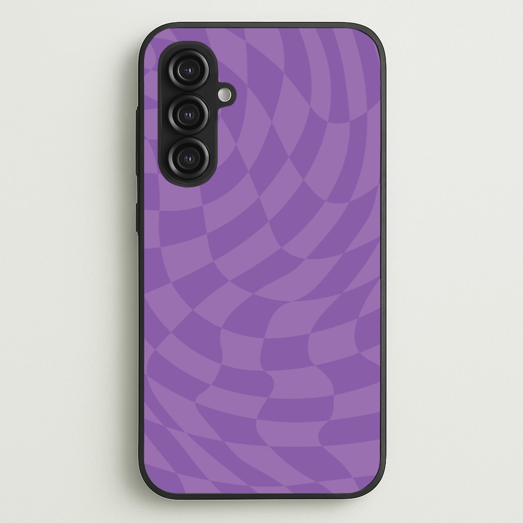 Purple Trippy Checkerboard Pattern - Psychedelic Phone Case for Galaxy S23FE