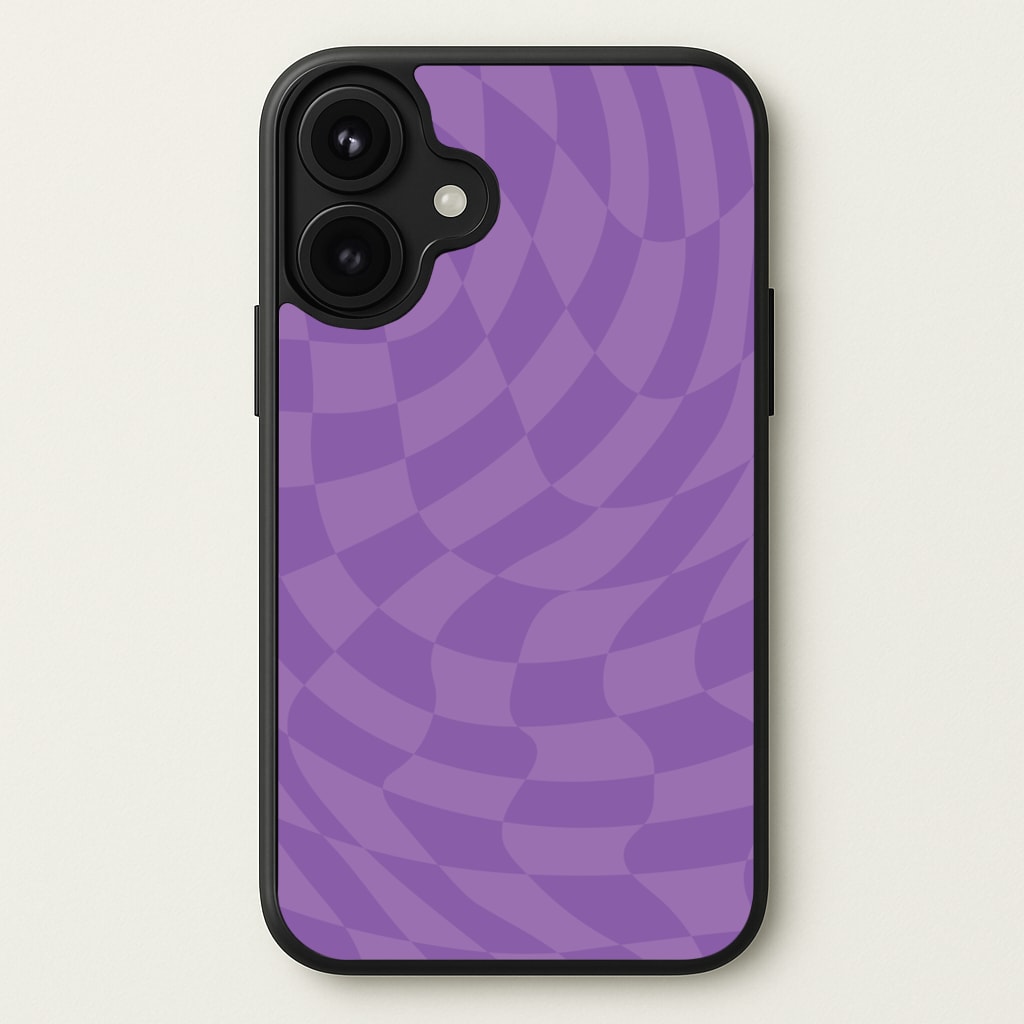 Purple Trippy Checkerboard Pattern Phone Case for iPhone 17