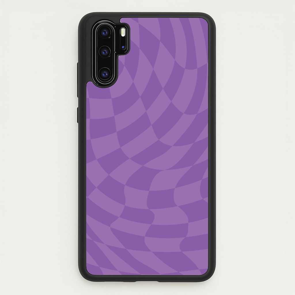 Purple Trippy Checkerboard Pattern - Psychedelic Phone Case for Huawei P30 Pro