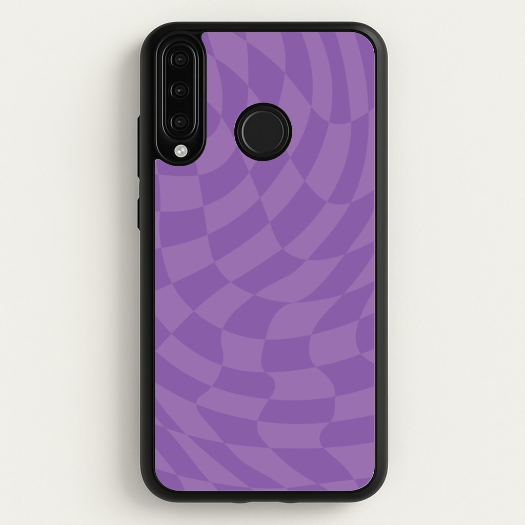 Purple Trippy Checkerboard Pattern - Psychedelic Phone Case for Huawei P30 Lite