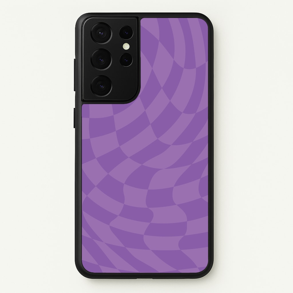 Purple Trippy Checkerboard Pattern - Psychedelic Phone Case for Galaxy S21 Ultra