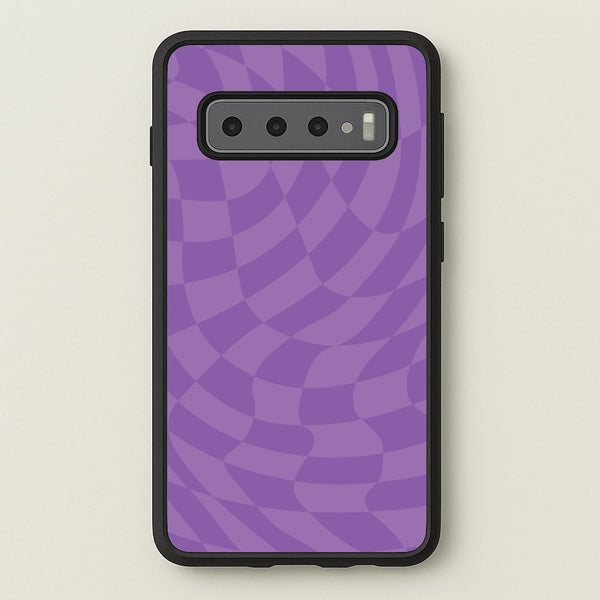 Purple Trippy Checkerboard Pattern - Psychedelic Phone Case for Galaxy S10