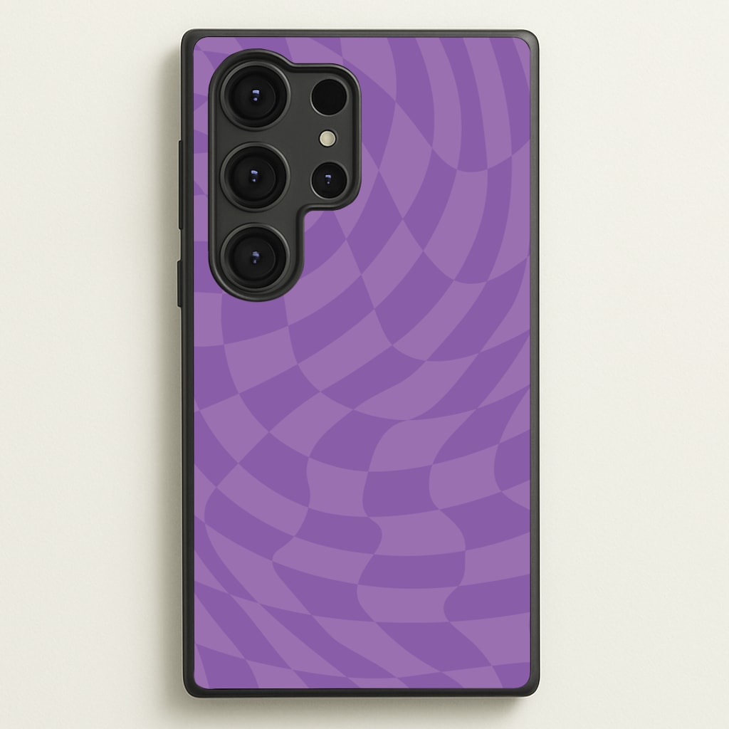 Purple Trippy Checkerboard Pattern - Psychedelic Phone Case for Galaxy S25 Ultra