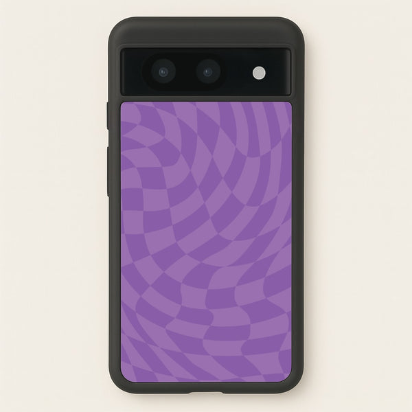 Purple Trippy Checkerboard Pattern - Psychedelic Phone Case for Google Pixel 8a