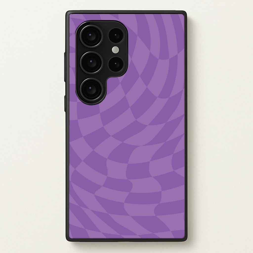 Purple Trippy Checkerboard Pattern - Psychedelic Phone Case for Galaxy S24 Ultra