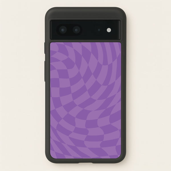Purple Trippy Checkerboard Pattern - Psychedelic Phone Case for Google Pixel 7