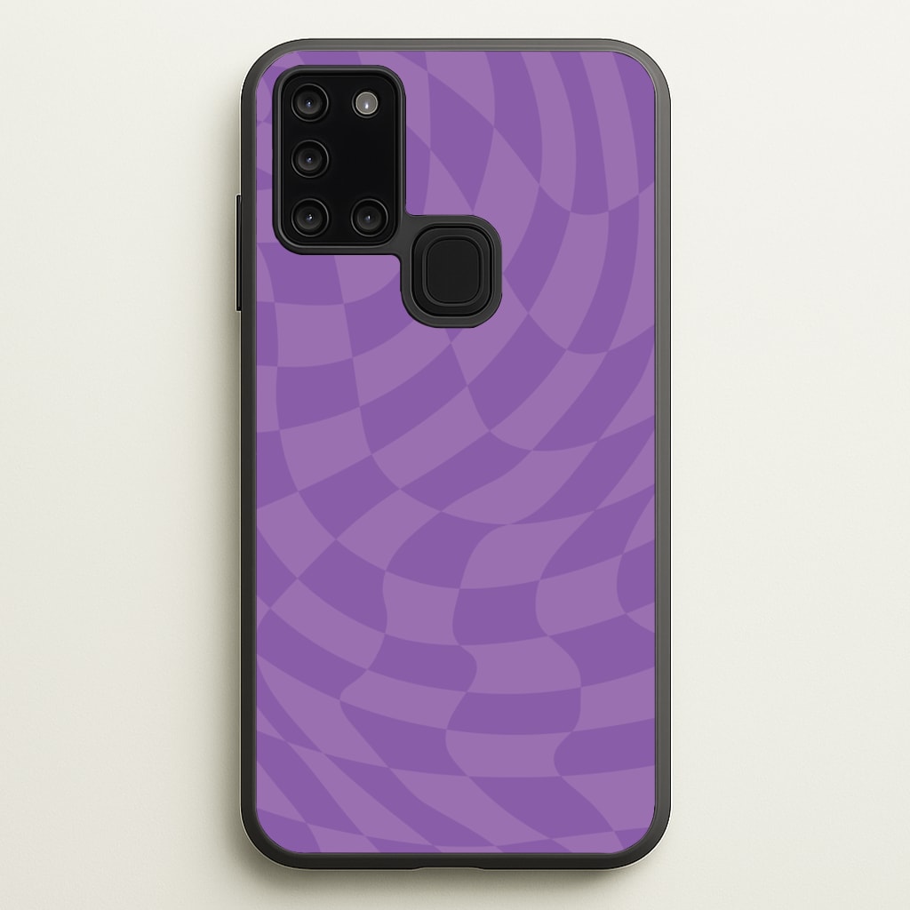 Purple Trippy Checkerboard Pattern - Psychedelic Phone Case for Galaxy A21s