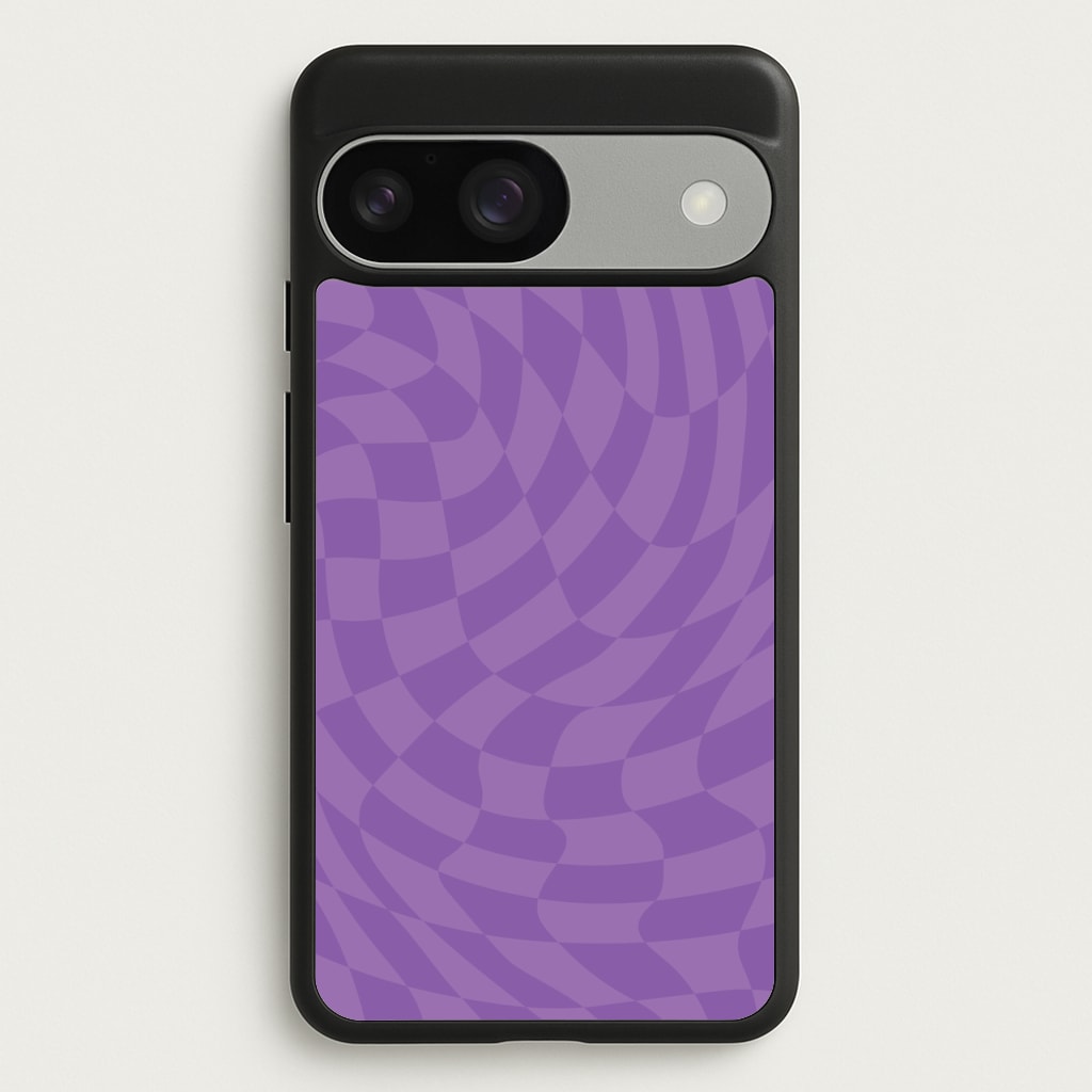 Purple Trippy Checkerboard Pattern - Psychedelic Phone Case for Google Pixel 9 / 9 Pro