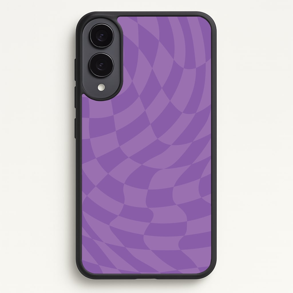 Purple Trippy Checkerboard Pattern - Psychedelic Phone Case for Galaxy S25 Edge