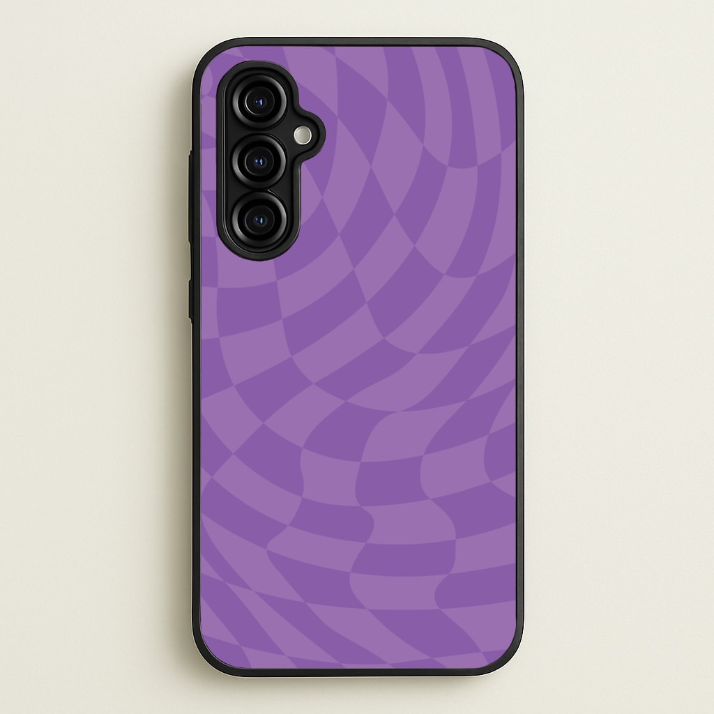 Purple Trippy Checkerboard Pattern - Psychedelic Phone Case for Galaxy A54