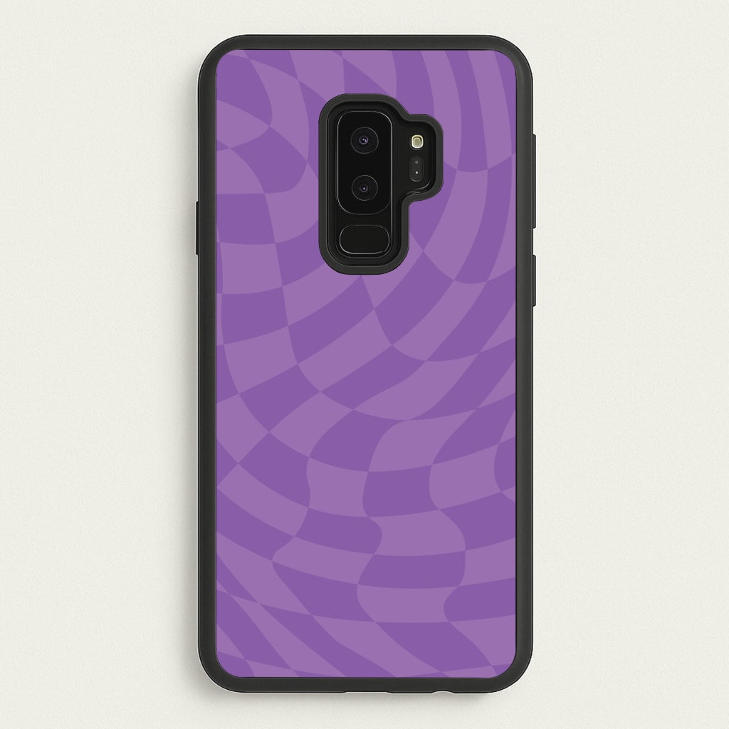 Purple Trippy Checkerboard Pattern - Psychedelic Phone Case for Galaxy S9 Plus