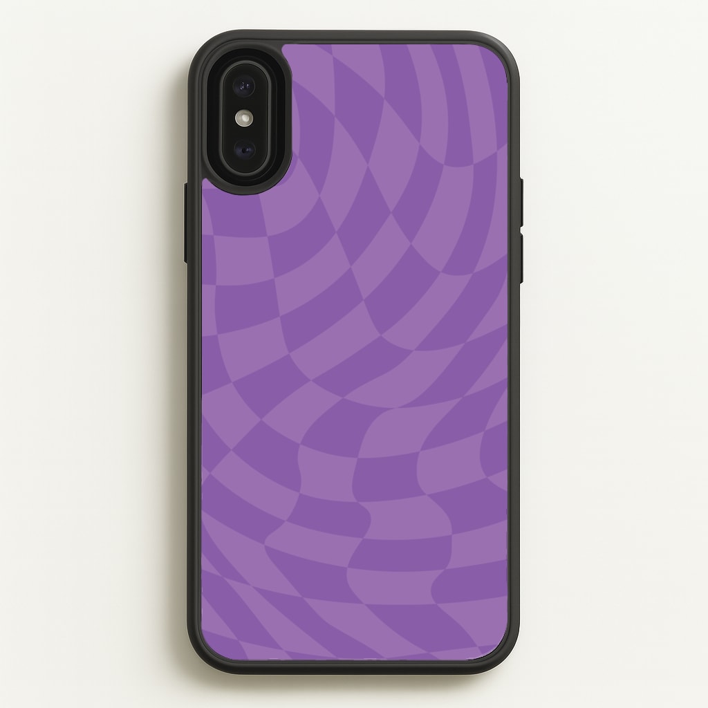 Purple Trippy Checkerboard Pattern - Psychedelic Phone Case for iPhone XS Max