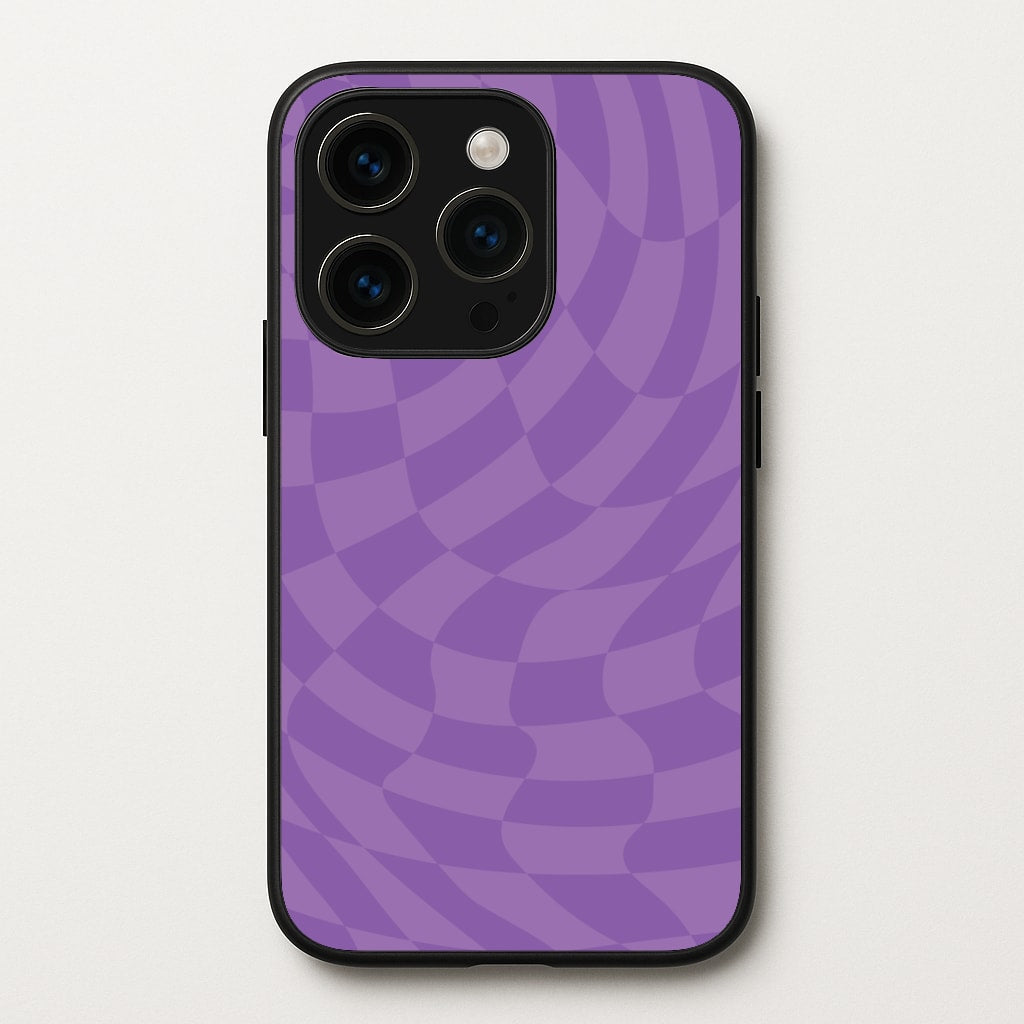Purple Trippy Checkerboard Pattern - Psychedelic Phone Case for iPhone 15 Pro