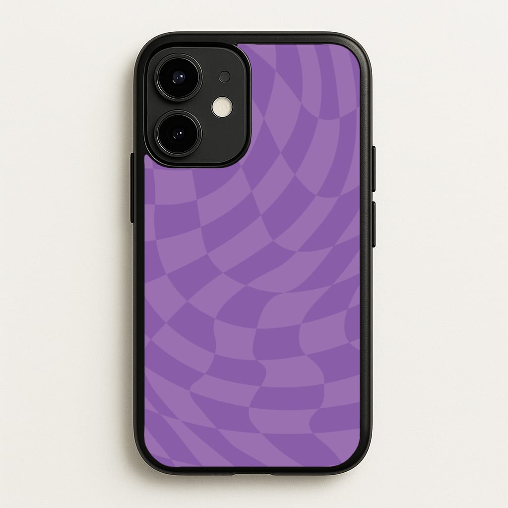 Purple Trippy Checkerboard Pattern - Psychedelic Phone Case for iPhone 12 Mini