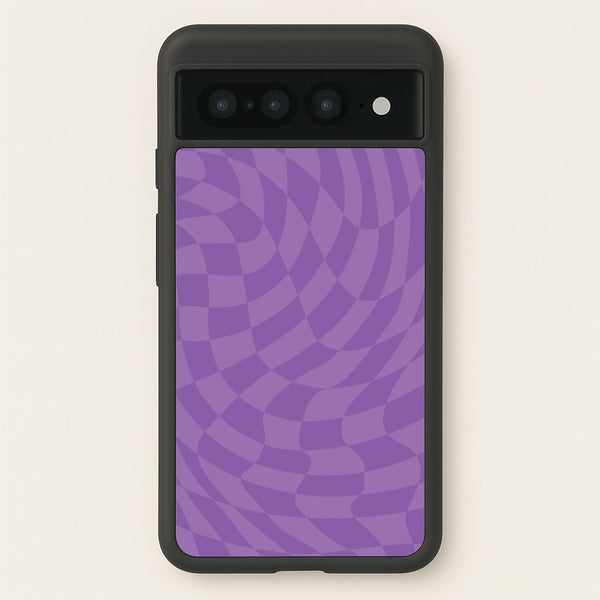 Purple Trippy Checkerboard Pattern - Psychedelic Phone Case for Google Pixel 7 Pro