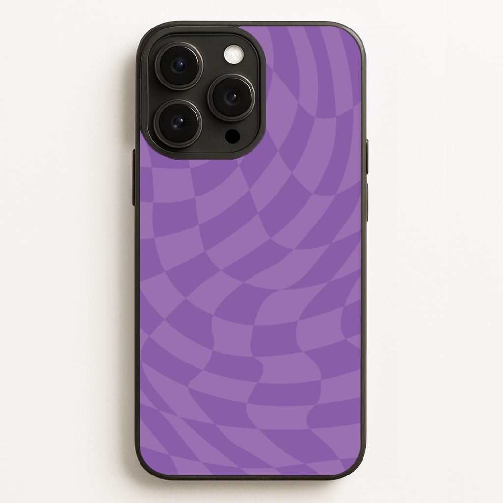 Purple Trippy Checkerboard Pattern - Psychedelic Phone Case for iPhone 12 Pro Max