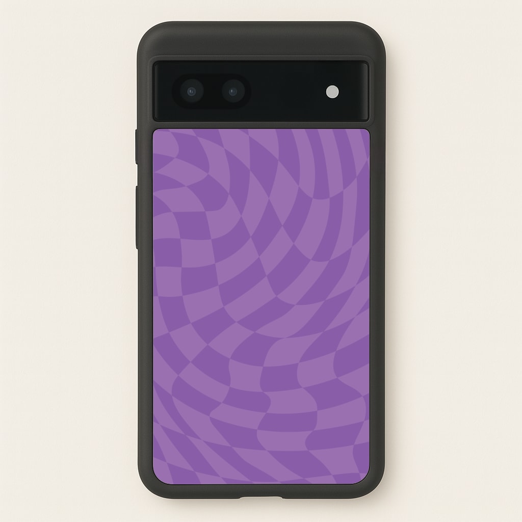 Purple Trippy Checkerboard Pattern - Psychedelic Phone Case for Google Pixel 6a