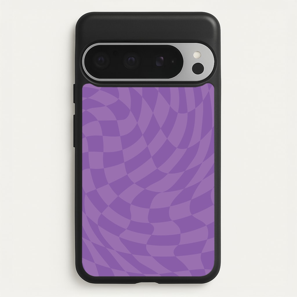 Purple Trippy Checkerboard Pattern - Psychedelic Phone Case for Google Pixel 9 Pro XL
