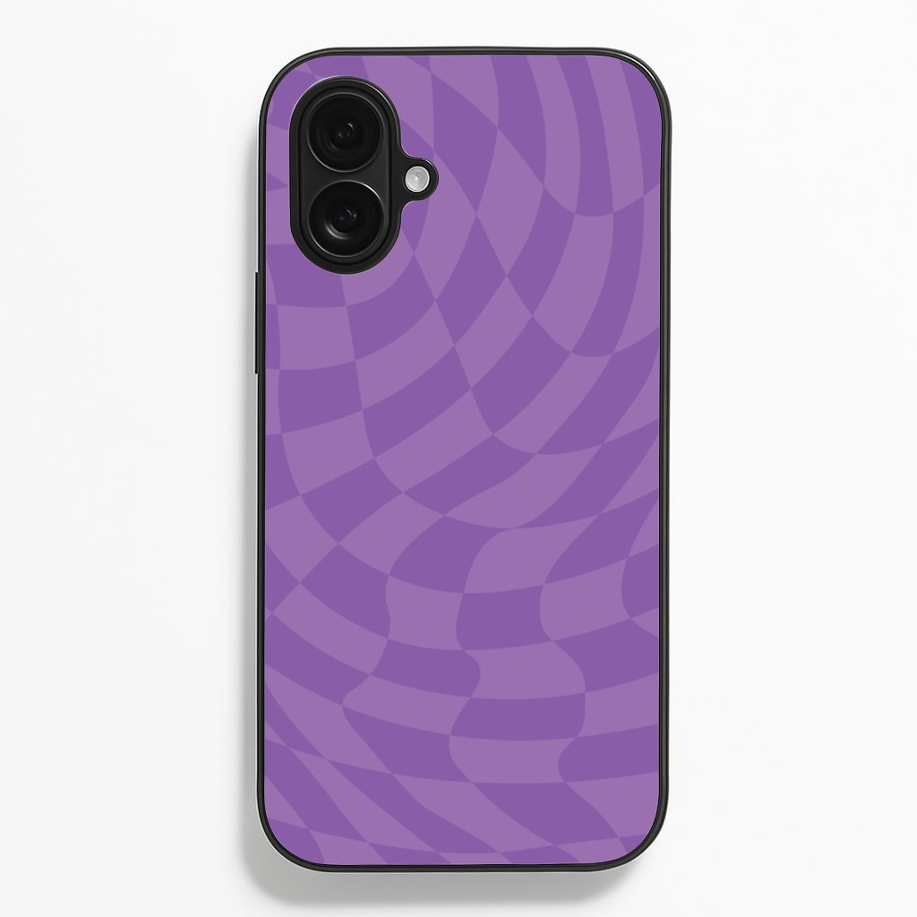 Purple Trippy Checkerboard Pattern - Psychedelic Phone Case for iPhone 16 Plus