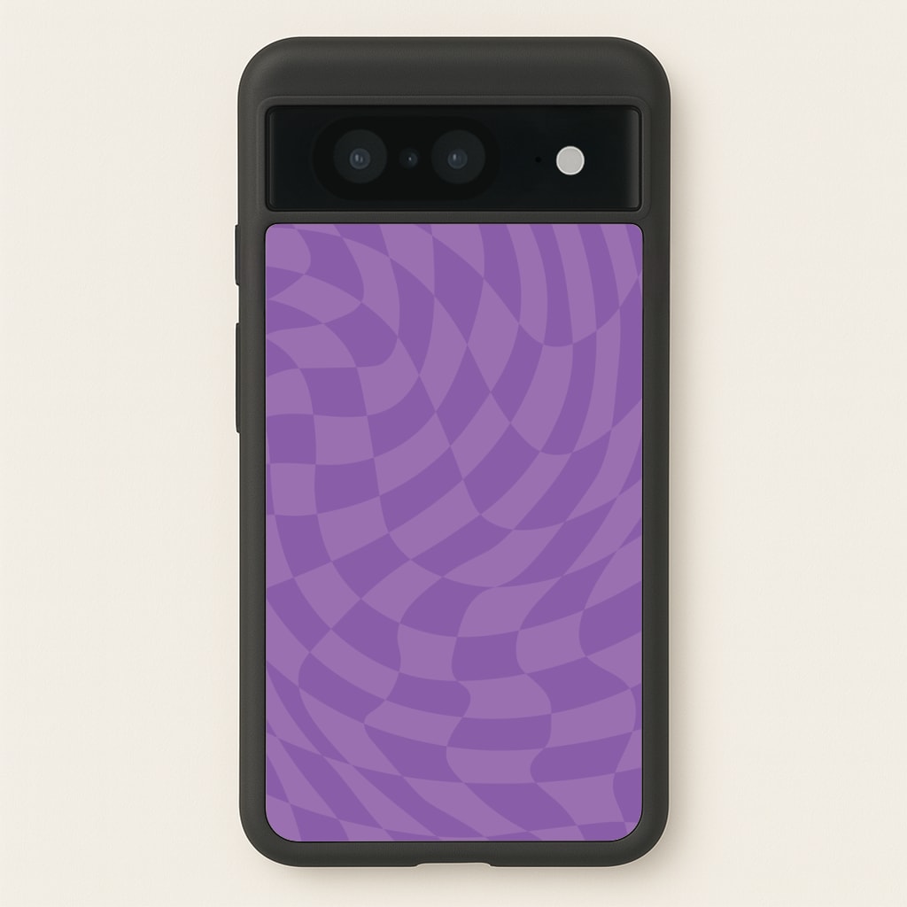 Purple Trippy Checkerboard Pattern - Psychedelic Phone Case for Google Pixel 8