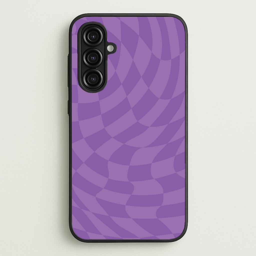 Purple Trippy Checkerboard Pattern - Psychedelic Phone Case for Galaxy A16