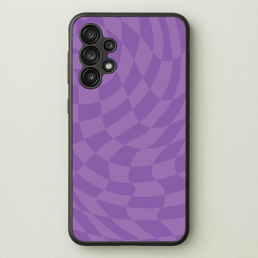 Purple Trippy Checkerboard Pattern - Psychedelic Phone Case for Galaxy A13