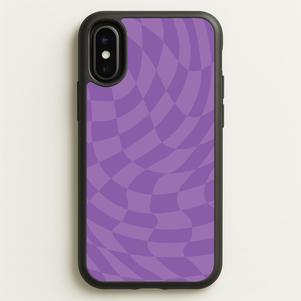 Purple Trippy Checkerboard Pattern - Psychedelic Phone Case for iPhone X / XS