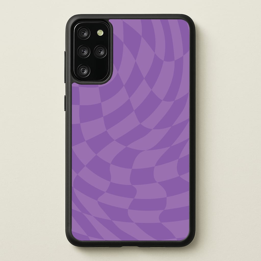 Purple Trippy Checkerboard Pattern - Psychedelic Phone Case for Galaxy S20 Plus