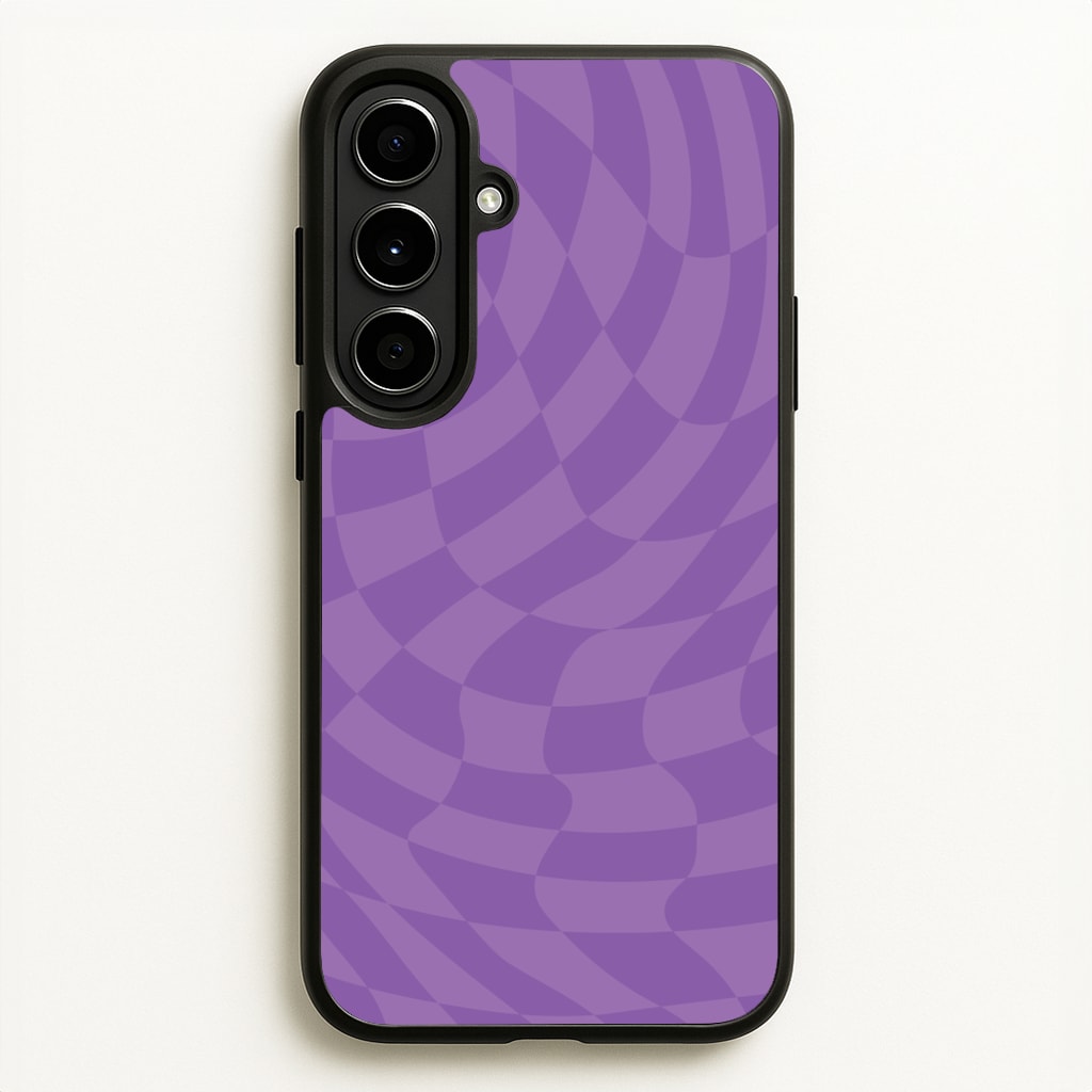 Purple Trippy Checkerboard Pattern - Psychedelic Phone Case for Galaxy A56
