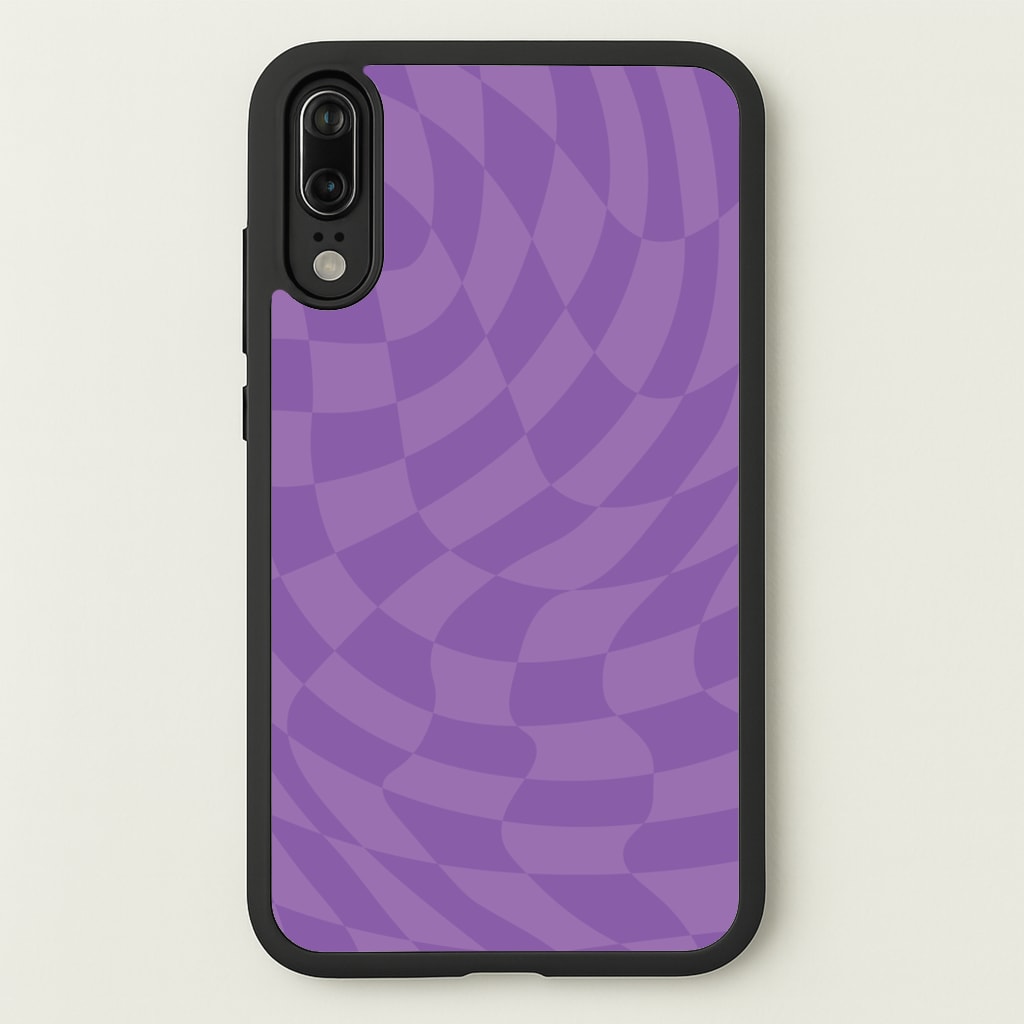 Purple Trippy Checkerboard Pattern - Psychedelic Phone Case for Huawei P20