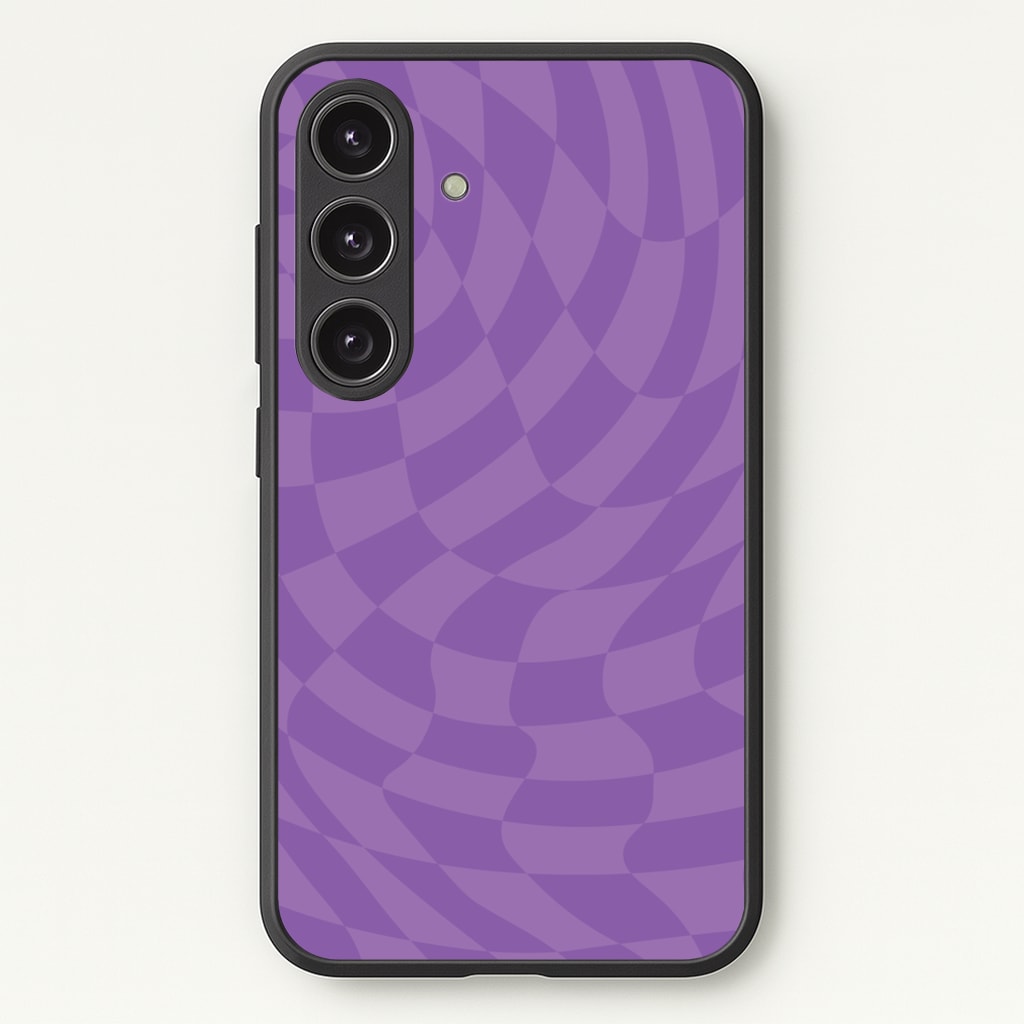Purple Trippy Checkerboard Pattern - Psychedelic Phone Case for Galaxy S25