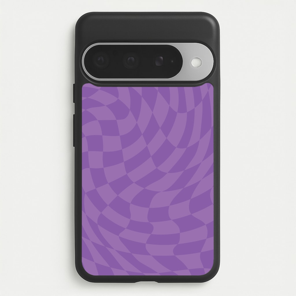 Purple Trippy Checkerboard Pattern Phone Case for Google Pixel 10 Pro XL