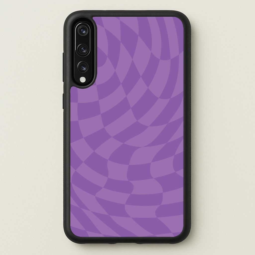 Purple Trippy Checkerboard Pattern - Psychedelic Phone Case for Huawei P20 Pro