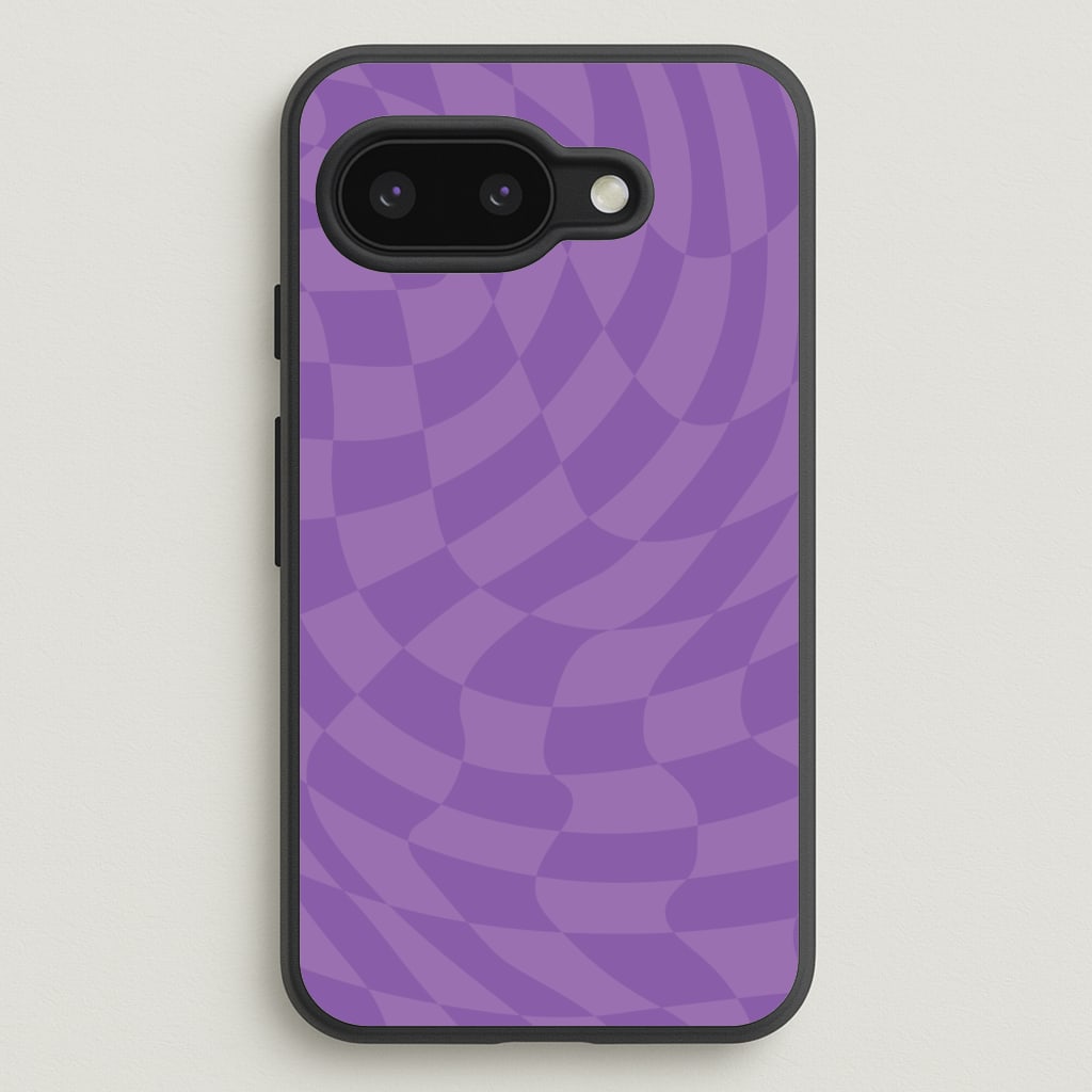 Purple Trippy Checkerboard Pattern - Psychedelic Phone Case for Google Pixel 9a