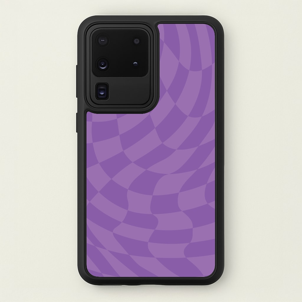 Purple Trippy Checkerboard Pattern - Psychedelic Phone Case for Galaxy S20 Ultra