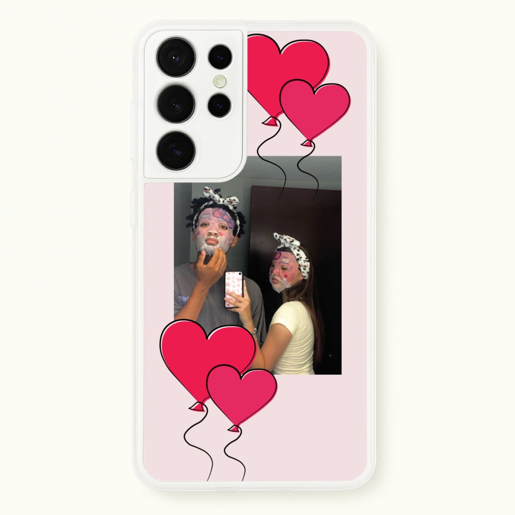 Heart Balloons - Personalised Couples - Personalised Valentine's Day Phone Case for Galaxy S21 Ultra