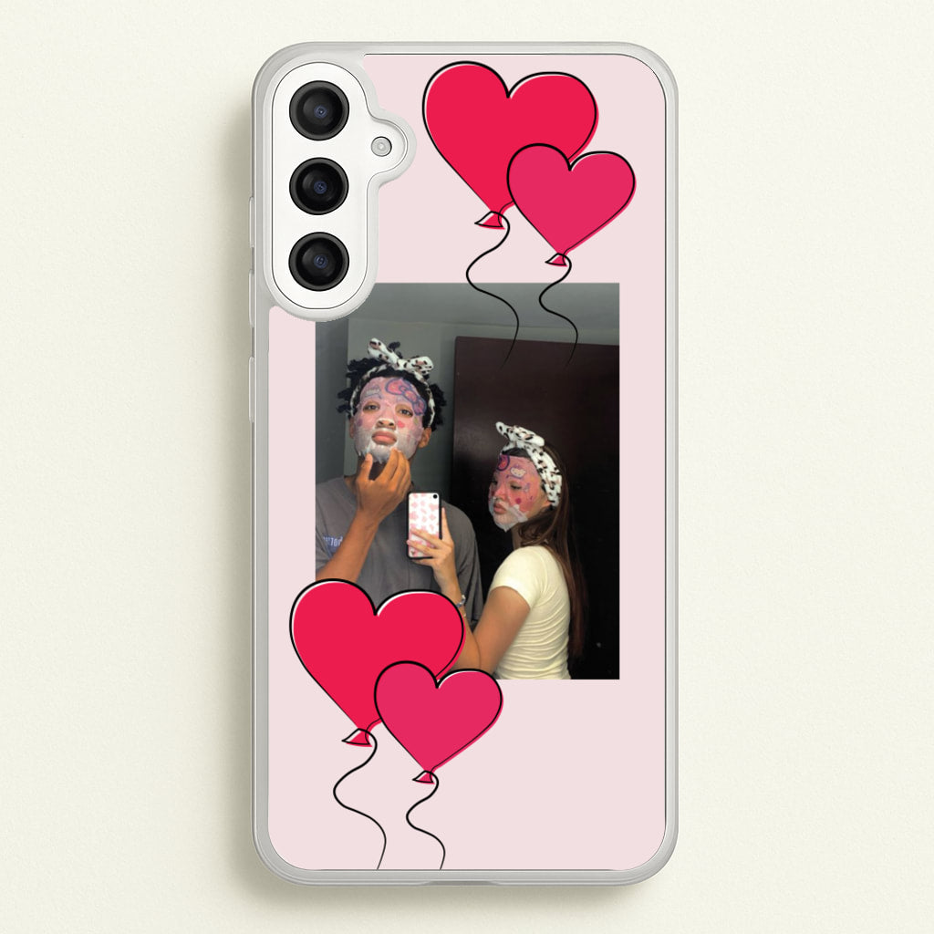 Heart Balloons - Personalised Couples - Personalised Valentine's Day Phone Case for Galaxy A34