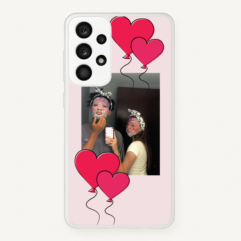 Heart Balloons - Personalised Couples - Personalised Valentine's Day Phone Case for Galaxy A53