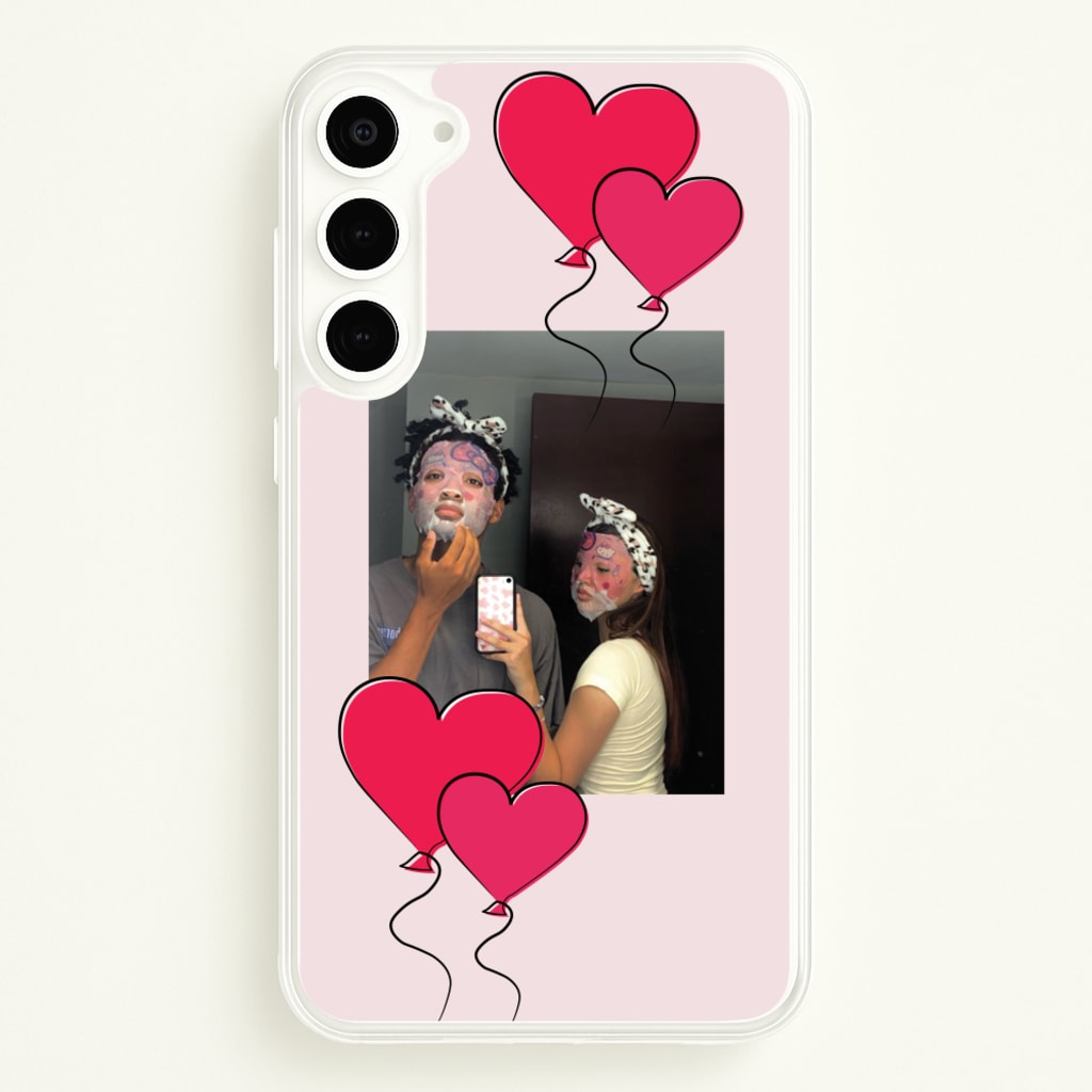 Heart Balloons - Personalised Couples - Personalised Valentine's Day Phone Case for Galaxy S23